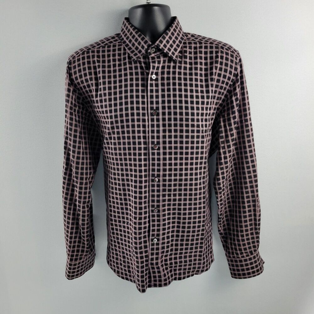 Robert Graham dress shirt button down plaid mens L 3504